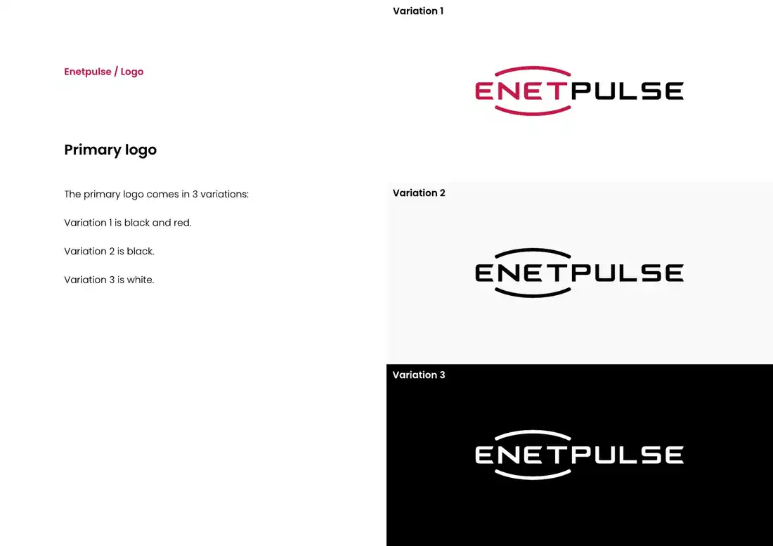 Logo page from the Enetpulse Brand Style Guide