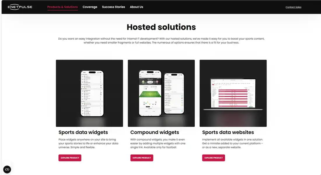 Products and Solutions page